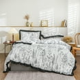 thumbnail image 6 of Move Over Plants Bedding Sets Queen White Black Floral Duvet Cover Black Ruffle Flowers Pattern Microfiber No Filling, 6 of 11