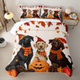 thumbnail image 2 of Homewish Vintage Halloween Dog Twin Quilt Set,Autumn Pumpkin Lantern Twin Coverlet Set,Cream,2 Pieces, 2 of 7