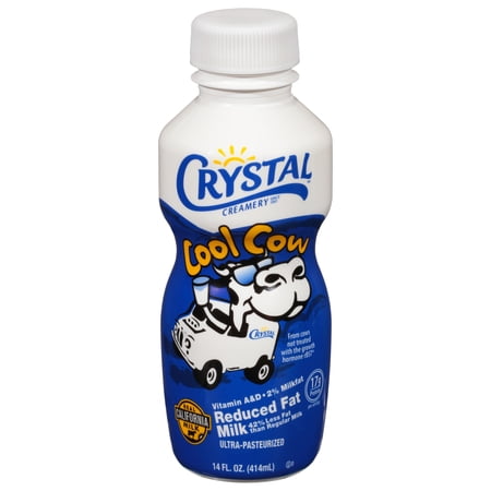 Crystal Creamery 2% Reduced Fat Real California Milk, 14 fl oz Plastic Bottle