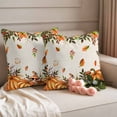 thumbnail image 2 of Thanksgiving Orange Pumpkin Pillow Covers 2 Pack Fall Mushroom Leaf Pillowcase Waterproof Outdoor Throw Pillow Cover for Patio Garden Square Cushion 16”x16”, 2 of 9