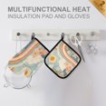 thumbnail image 4 of Yayeee Oven Mitts and Pot Holder Set of 2 Heat Resistant Kitchen Gloves Baking Hot Pad, Beige Rainbow Clouds, 4 of 5