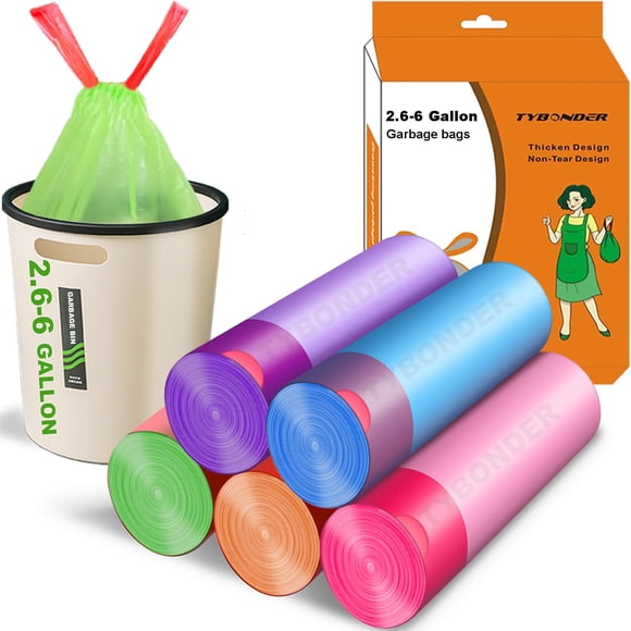 Small Trash Bags 2.6-6 Gallon Thicken Drawstring Trash Bags 4 Gallon Extra Strong Small Garbage Bags Unscented Wastebask