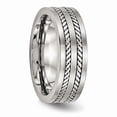 thumbnail image 4 of Solid Stainless Steel Men's Matte Brushed Finish and Twisted 7.00mm Wedding Band Ring Size 7, 4 of 7