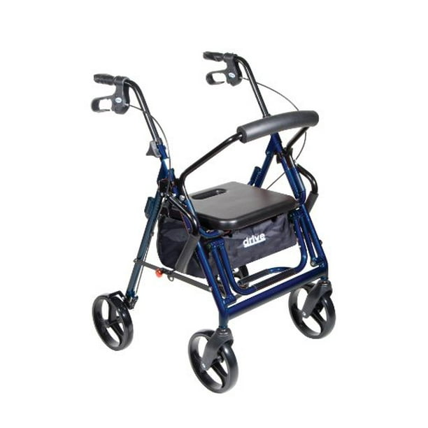 Drive Medical Duet Transport Wheelchair Rollator Walker, Blue