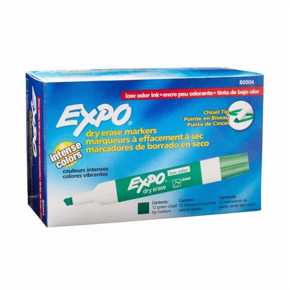 1PC EXPO Low-Odor Dry-Erase Marker, Broad Chisel Tip, Green, Dozen
