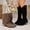 Coffee, variant on Women's Closed Toe Pointed Slouch Fold Over Flat Ankle Boots Fashion Suede Slip On Comfortable Low Chunky Heel Non-Slip Booties Coffee 9.5(43)