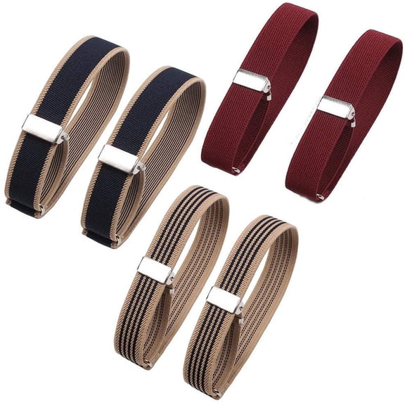 6 Elastic Adjustable Armbands Sleeve Bands for Shirt Holders (Beige, Red, Blue)