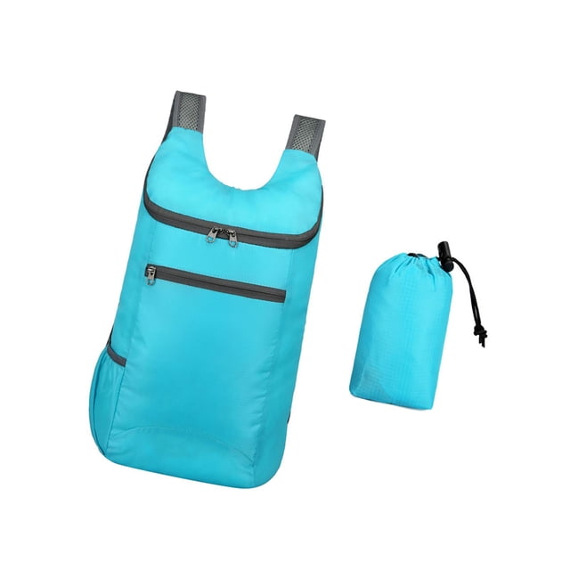 Sac à Dos de Randonnée Léger Sac à Dos Pliable Petit Sac de Camping Durable Résistant à l'Usure Sac de Jour Extérieur pour Escalade Marche Vacances Pêche Bleu Clair