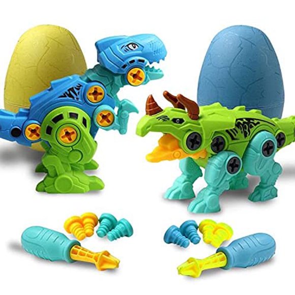 KEINXS Ensemble de 2 Jouets Dinosaures Jouets Oeufs de Dinosaure – Blocs de Construction STIM Kit de Jouets d'Ingénierie pour Enfants de 3 4 5 6 Ans Garçons et Filles (Couleur Aléatoire)