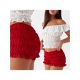 thumbnail image 3 of Nituyy Womens Low Rise Shorts Solid Color/Plaid Tiered Smocked Casual Summer Short Pants, 3 of 9