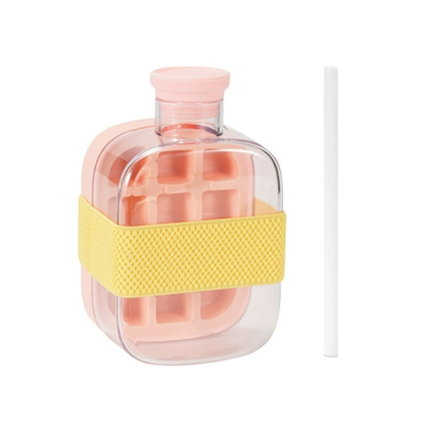 Botella Cubitos Hielo Paja 2 en 1 Bandeja Con Fabricante (set 500 Ml) Rosa