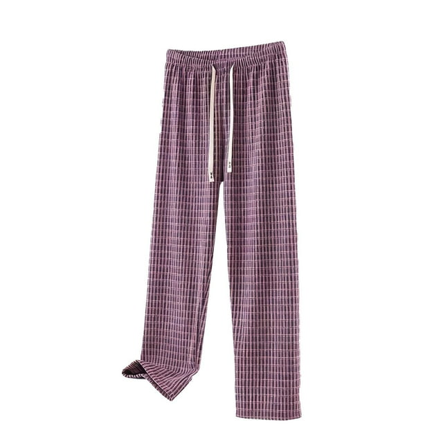 MeetoTime Womens Pajama Pants Checkered Elastic Waist Casual Comfy Drawstring Homewear Long Pants