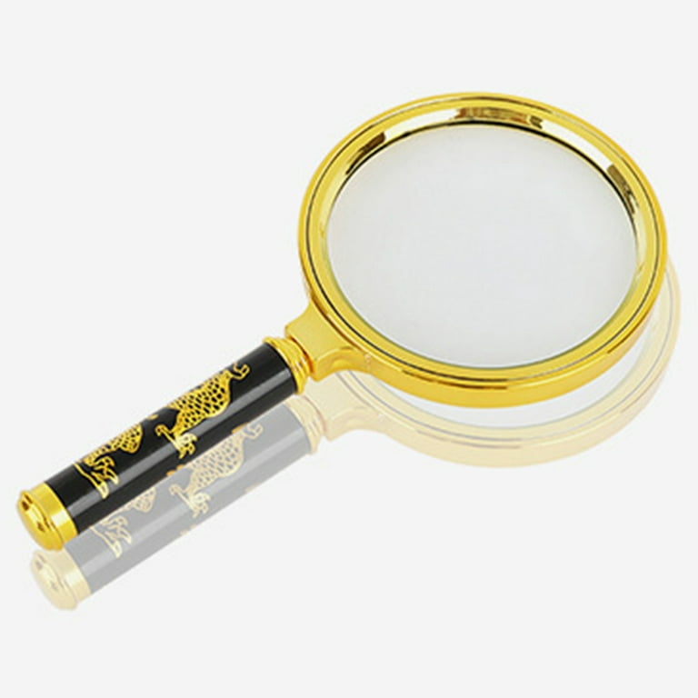 90mm Gold-Plated Magnifier 10X Real Glass Magnifying Glass With Flower  Handle