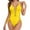 Yellow, variant on Sexy Lace Up 1 Piece Swimsuit Deep V Neck Bathing Suits Pink Plus Size Swimsuit For Women