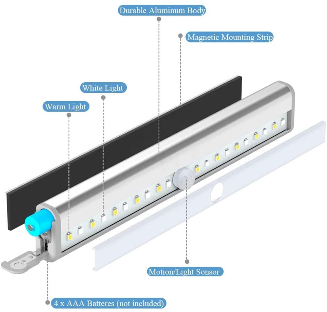 Motion Sensor Light Under Cabinet Lighting Wireless Closet Light Battery Operated LED Lights for Room Stick on Lights Under Counter Light,5Pack