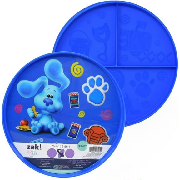 ZAK Designs Blue's Clues & You! 2-in-1 Flip-It Plate – BPA-Free, Microwave & Dishwasher Safe