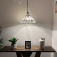 thumbnail image 3 of Tiffany Pendant Lights Plug In White Hexagon Stained Glass LED Bulb Included for Dining Room Hotel Restaurant Cafe 16"W*16"D*75"H, 3 of 8