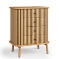 thumbnail image 1 of Cómoda alta de 4 cajones con diseño acanalado curvo – Almacenaje espacioso para dormitorio o pasillo – Tiradores y patas de madera – Estilo boho natural – Wild Oak, 1 of 7