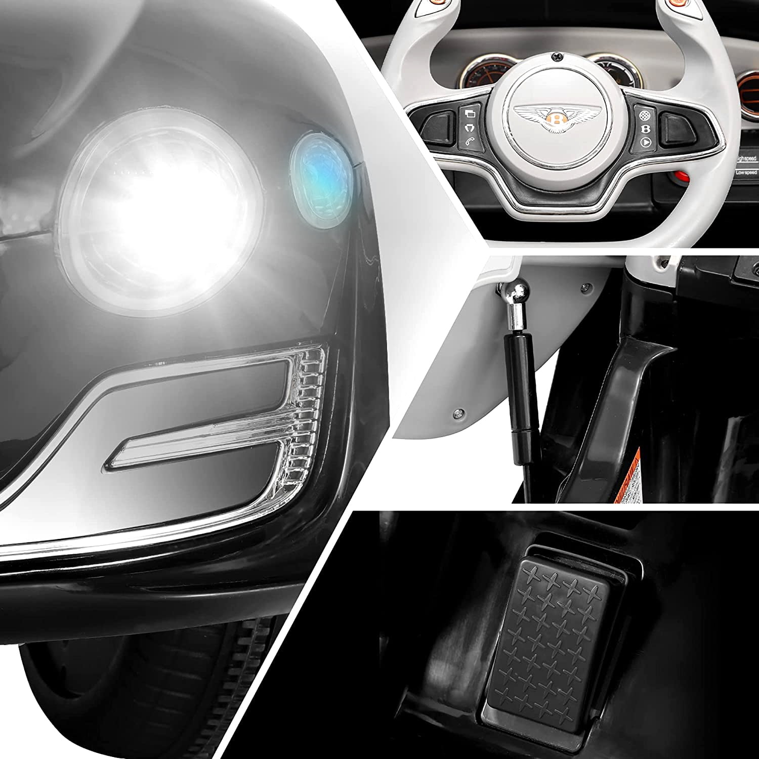 CIPACHO 12 V Electric Kid Ride On Car, Bentley Licensed Cars for Kids, Powered 4 Wheels Motorized Vehicles Children Toys, 2 Speeds, Black CIPACHO 12 V Electric Kid Ride On Car, Bentley Licensed Cars for Kids, Powered 4 Wheels Motorized Vehicles Children Toys, 2 Speeds, Black