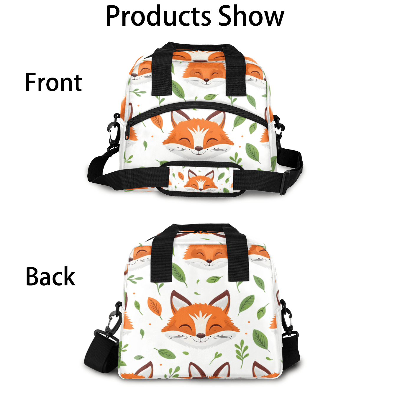 Herdesigns Fox Insulated Lunch Bag for Women Men Adults Large Reusable Lunch Box Cute Fox Wildlife Leakproof Cooler Tote Bags with Adjustable Shoulder Strap