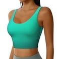 thumbnail image 2 of Fotbe Turquoise Light Blue Pattern Womens' Sports Bra Longline Wirefree Padded with Medium Support Sports Moisture-Wicking Workou Vest,Tank Top-, 2 of 7