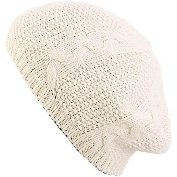 YooGuoGuo Cable Knitted Beret Hat for Women French Style Artist Hat Winter Warm Crochet Beanie Cap