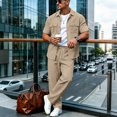 thumbnail image 3 of StSilkitty 2 Piece Outfits for Mens Short Sleeve Button down Shirts and Drawstring Pants Sets Summer Casual Outfit with Pocket, 3 of 6