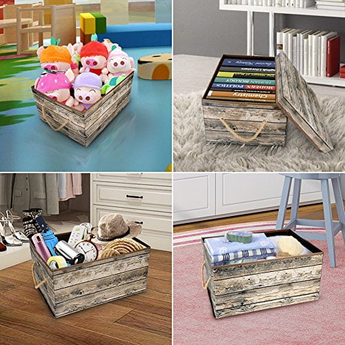 L15.7 x W11.8 x H7.9 Inches Bedroom Livememory Decorative Storage Boxes with Lid Fabric Storage Bins with Lids and Handles for Office Toys Closet Not Made of Wood, 2 Pack