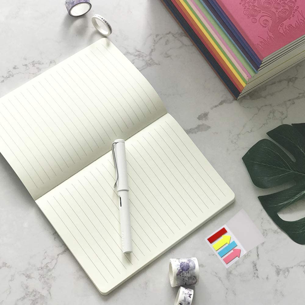 Pack of 4 BUYGOO Writing Journal Notebook Daily Notepad Diary Cute Journal Travel Notebooks College Ruled for Students A5 Size PU Leather Colorful Journals 64 Sheets//128 Pages Random Colors