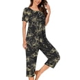 thumbnail image 3 of Frostluinai Womens Summer 2 Piece Pajama Sets Short Sleeve Henley Shirts with Capri Pants Graphic Sleepwear Lounge Ladies Pjs Sets with Pockets, 3 of 6
