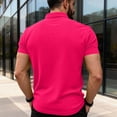 thumbnail image 4 of Mens Polo shirt with Pocket Short Sleeve Collared Golf Shirt Quick Dry Performance Athletic Polos Hot Pink M, 4 of 5