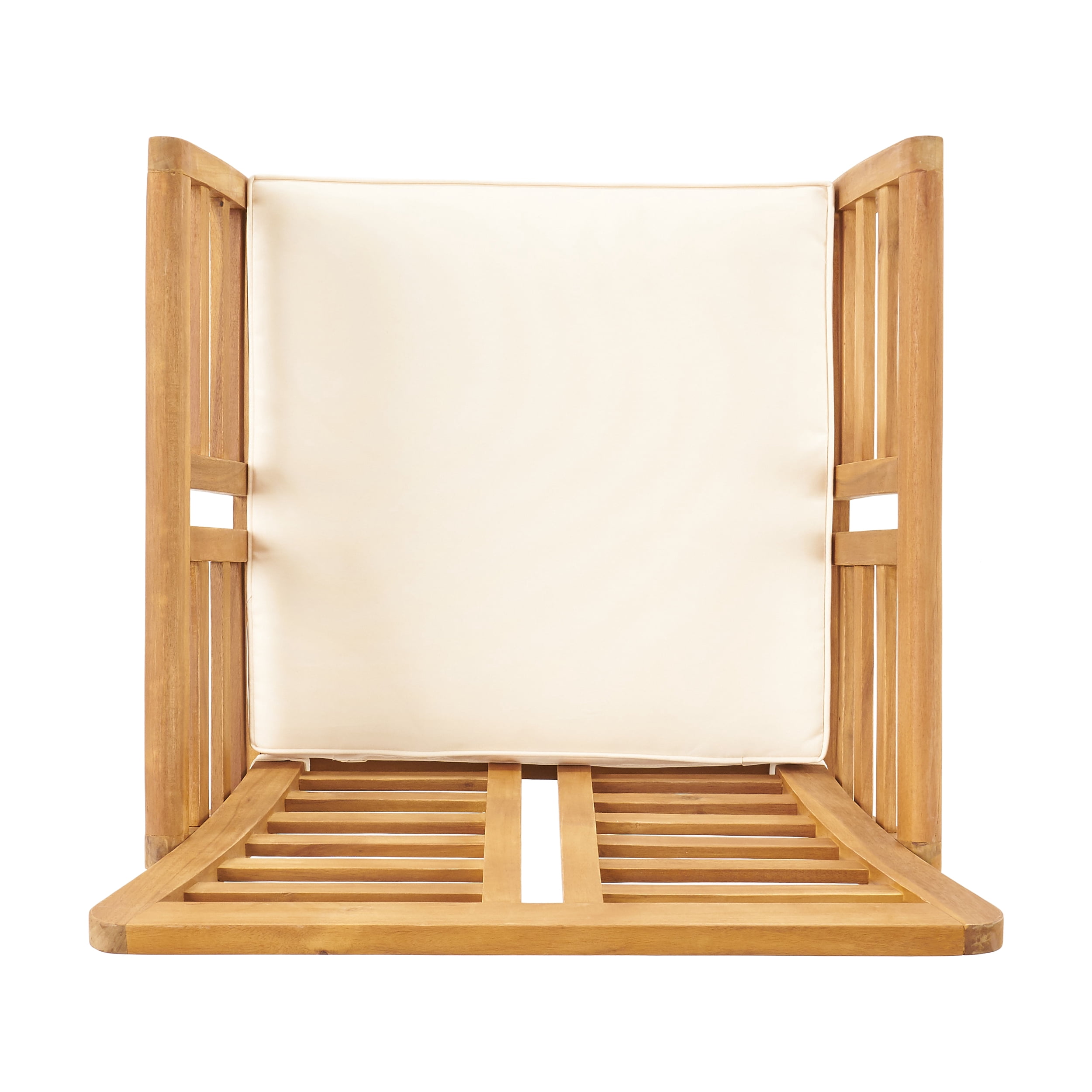 Cascada Outdoor Modern Acacia Wood 8 Seater Chat Set with Cushions, Brown Patina and Cream