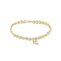 White Diamond Accent 14kt Gold Plated Brass Heart Bracelet, 7.50