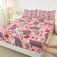 thumbnail image 3 of Homewish Wild Opossum Full Size Sheets,Retro Rustic Flower Bed Sheets,Gray Pink Red Sheet Sets For Boys Kids,Breathable Home Decor,4-Piece, 3 of 7