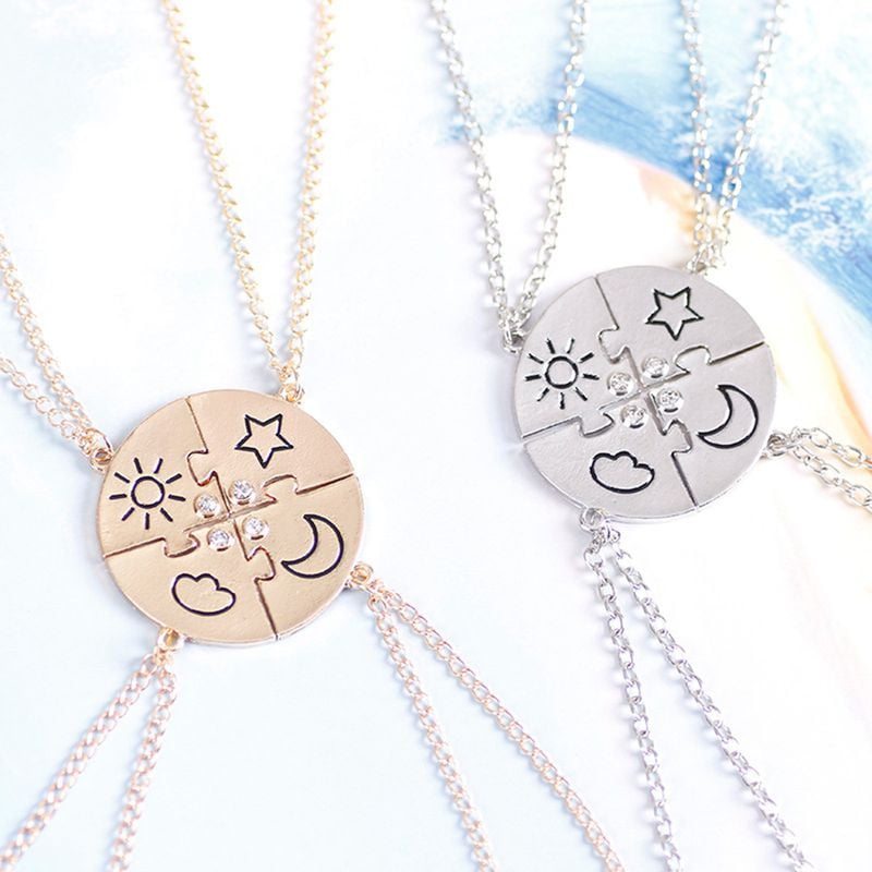Personalized Joining Heart BFF Friendship Necklaces (4 Necklaces)  Engravings | idusem.idu.edu.tr