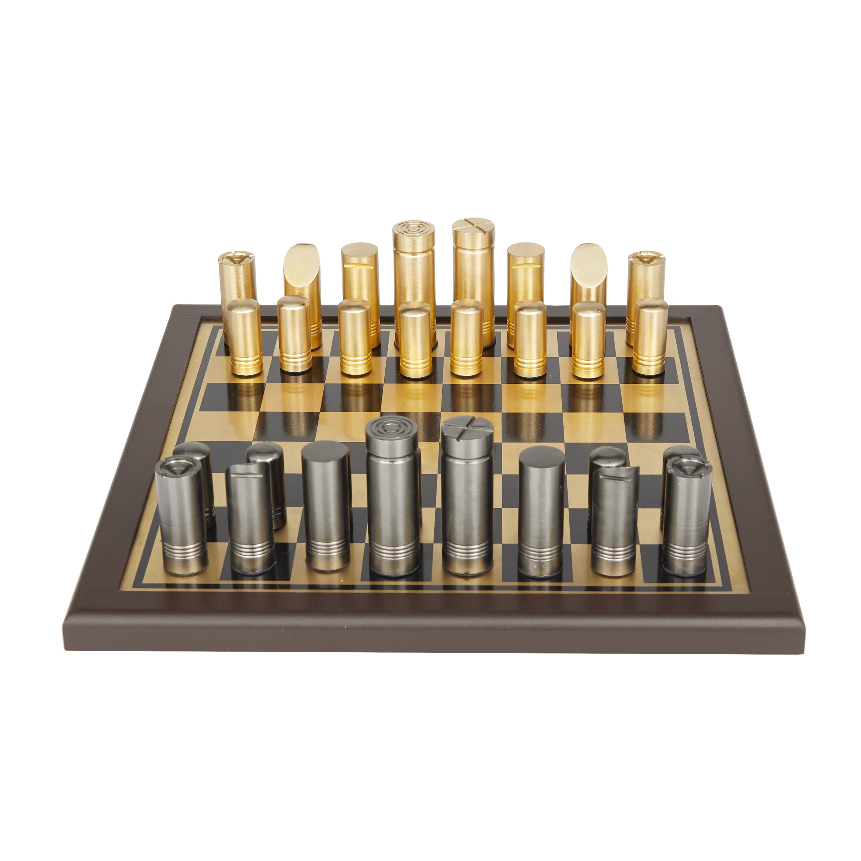 DecMode 14" x 4" Gold Aluminum Chess Game Set, 1-Piece