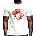 thumbnail image 2 of Camisetas para hombre con estampado de corazón, lazo y globo, de manga corta, informales, con gráficos, 2 of 8
