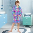 thumbnail image 5 of FORMRS Niños Bathrobe Unisex Hooded Robe Soft Plush Pajamas Sleepwear, Size 2-3T, Vibrant Geometric Pattern, 5 of 7