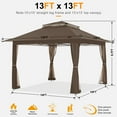 thumbnail image 4 of ABCCANOPY 13'x13' Gazebo Tent Outdoor Pop up Gazebo Canopy Shelter with Mosquito Netting, Brown, 4 of 9