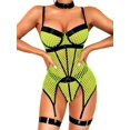 thumbnail image 1 of i&Shi Rave Outfits Fishnet, Exotic Strappy Backless, Choker Garter Lingerie Green 2-4, 1 of 1