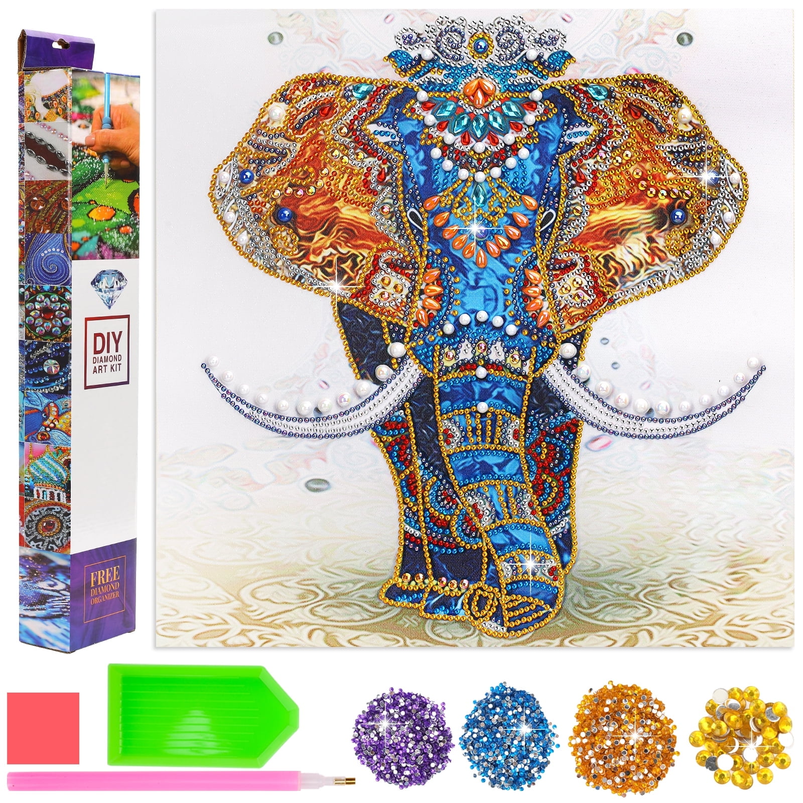 Pearoft 5D Diamond Painting Kit for Kids, Elephant Design photo 1