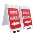 thumbnail image 2 of A-frame Sidewalk Public Parking With Arrow 24" x 36" Double Sided A-Frame Sidewalk Sign, Includes 2 Plastic Inserts | Foldable Portable White Signicade Sandwich Board Signs, 2 of 5