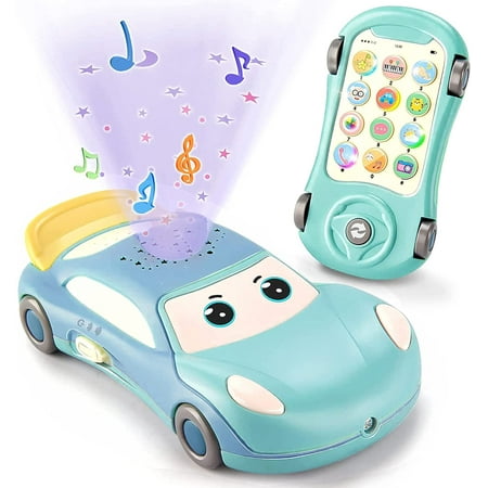 Homaful Baby Cell Phone Toy, Phone Toys with Star Projector & Music, Baby Toys Learning & Education, Musical Car Toys Best Christmas Birthday Gifts for Kid Girl Boy 1 2 3 Year Old