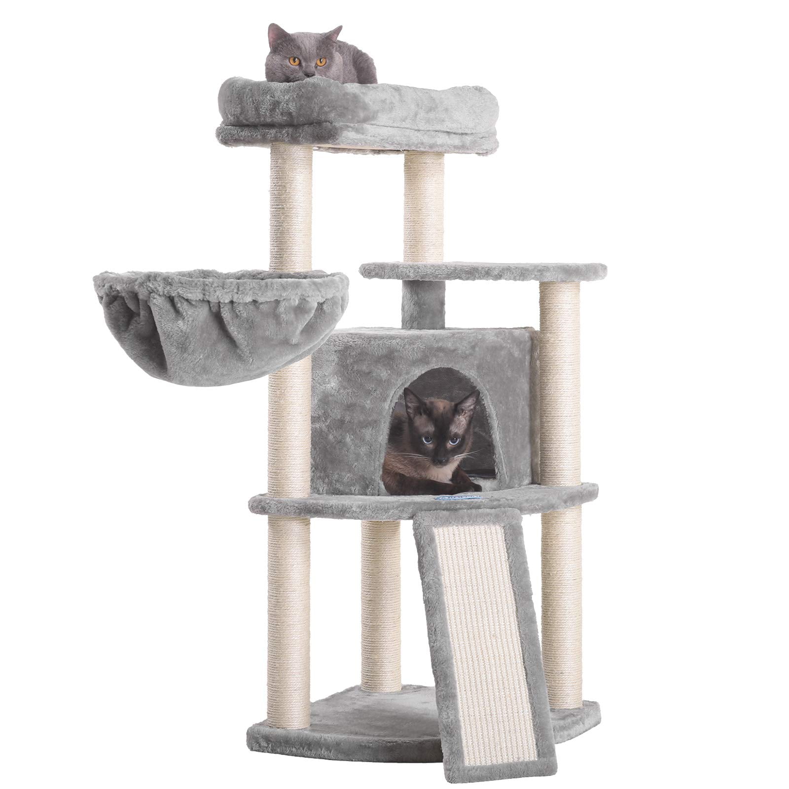 Cats and Pets Hey-bro Multi-Level Cat Tree Condo Furniture with Sisal-Covered Scratching Posts for Kittens 