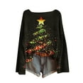 thumbnail image 4 of yardsong Long Sleeve Xmas Trees Pullover for Women - Boat Neck Imitation Ugly Christmas Sweater Graphic Holiday Tops Multicolor,XXL, 4 of 5
