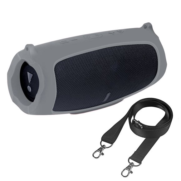 DEBGFS Silicone Case Skin with Strap for JBL Charge 5 Bluetooth Speaker (Red),Grey