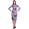 thumbnail image 2 of Moomaya Printed Full Sleeve Bodycon Dress for Women Scoop Neck Side Slit Casual Clothing, 2 of 8