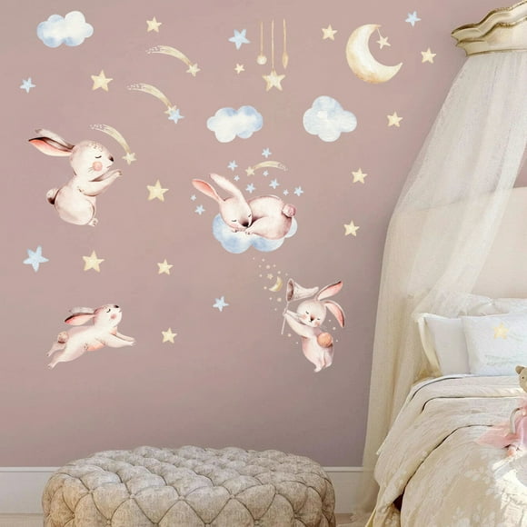 Jinsinto cute bunny rabbit animal removable wallpaper
