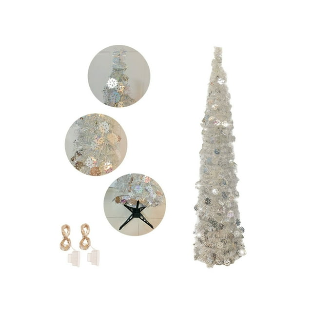 Foldable Christmas Tree with Lights, Space-Saving Artificial Tree for Small Rooms, Collapsible Holiday Decoration