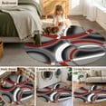 thumbnail image 6 of Modern Abstract Art Round Area&nbsp;Rug 3ft Geometric Circle Red Grey Non-Slip&nbsp;Washable Circle Rugs Soft Felt Indoor Floor Mat for Bedroom Kitchen Living Room Bathroom, 6 of 9